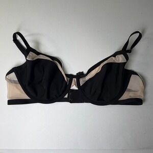 Victoria's Secret Unlined Demi Bra Black Beige Mesh Underwire 36D